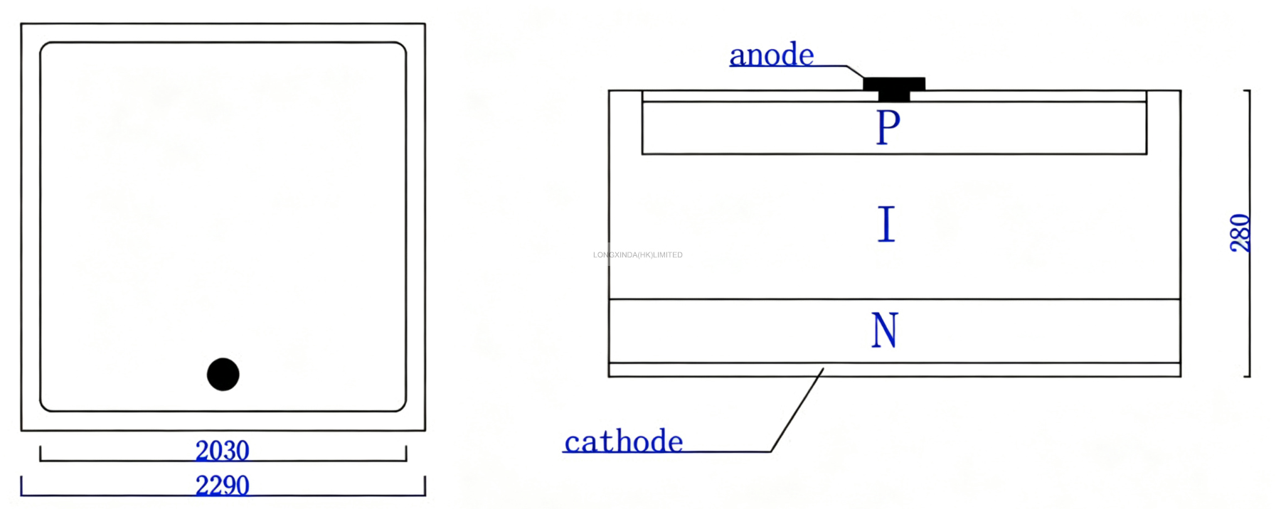 90.00 x 90.00 mils Silicon Photodiode Chip